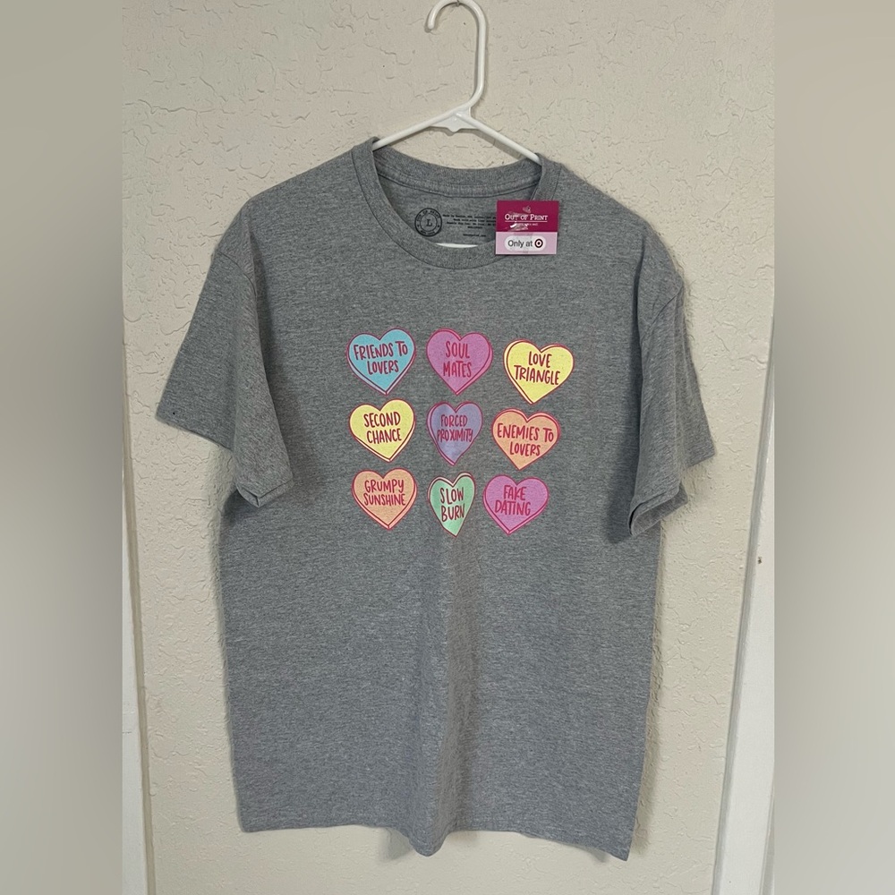 Target x Out of Print Sweet Tropes Conversation Hearts-Unisex Shirt, L